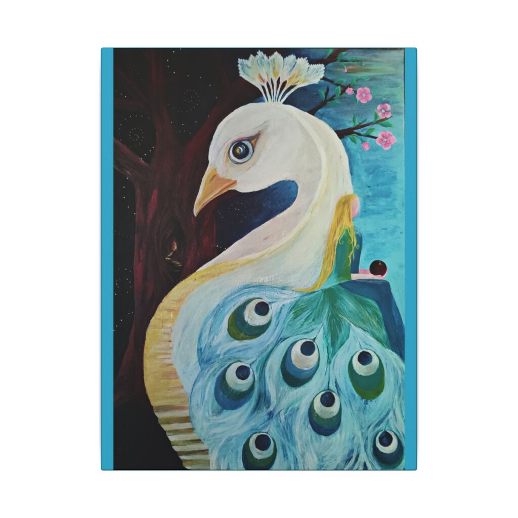 "Peacock" - Spiritual Zen Art by Annamaria Bartok, Organic Canvas