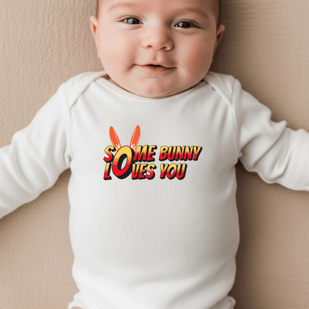 "Some Bunny Loves You" Organic Long-Sleeve Baby Bodysuit
