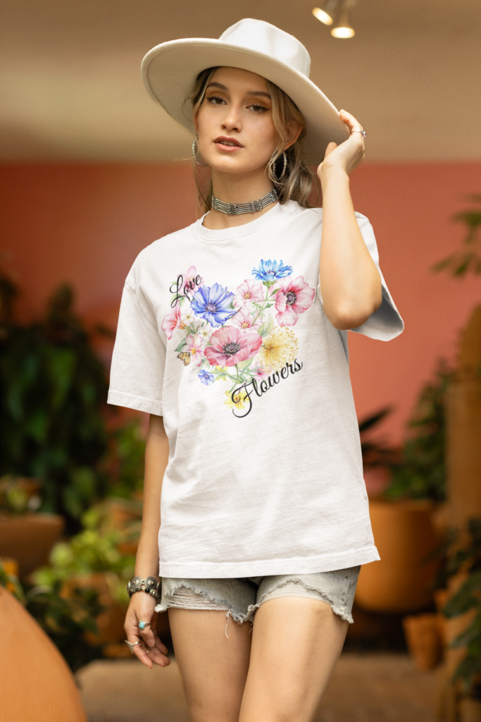 "Love Flowers" Eco-friendly T-shirt for Women